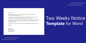 Two Weeks’ Notice Letter Template
